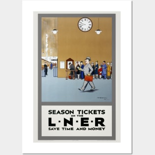 Season Tickets LNER UK Vintage Travel Poster Posters and Art